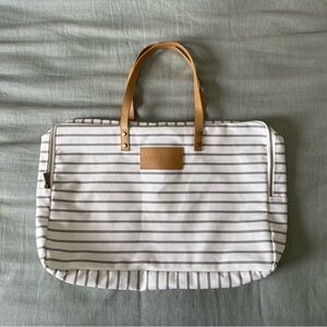 Cozy Earth Striped Tote Bag - White and Tan
